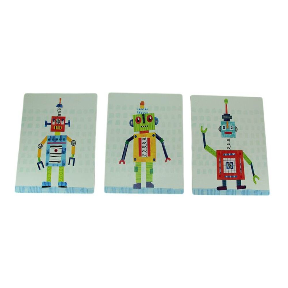Set of 3 Bright Colorful Robot Art Prints